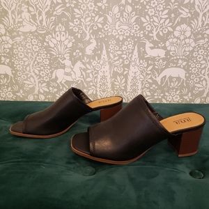 A.N.A Black Peep-toe Mules